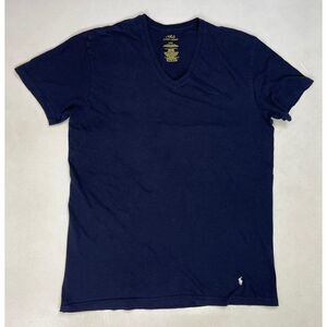 Polo Ralph Lauren Blank V-neck T-shirt Men Large Blue Pony White Short Sleeve